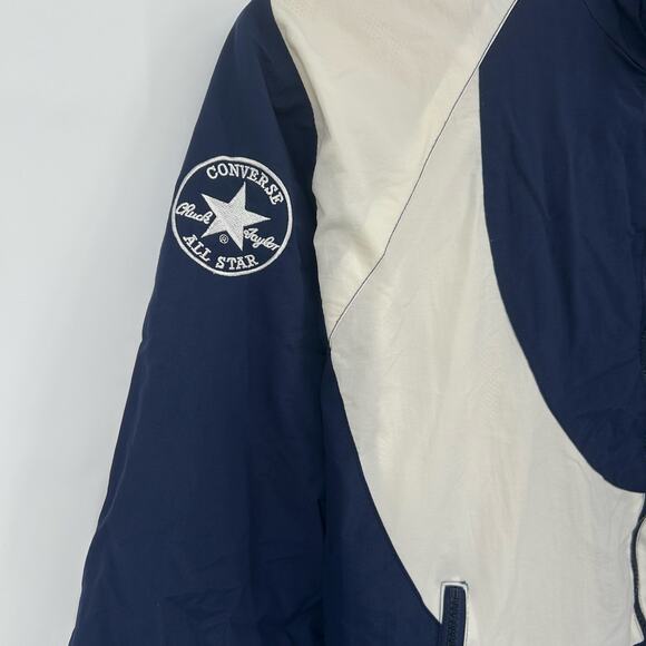 Vintage 90s Converse All star Chuck Taylor Men's L Navy white nylon track jacket - Picture 5 of 10